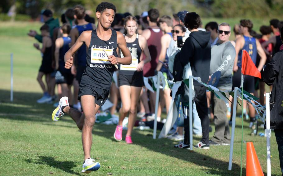 Senior Terrence Burnell teamed with Reagan McGuire to help Humphreys place third overall and second in the Far East cross country meet  Division I team relay.