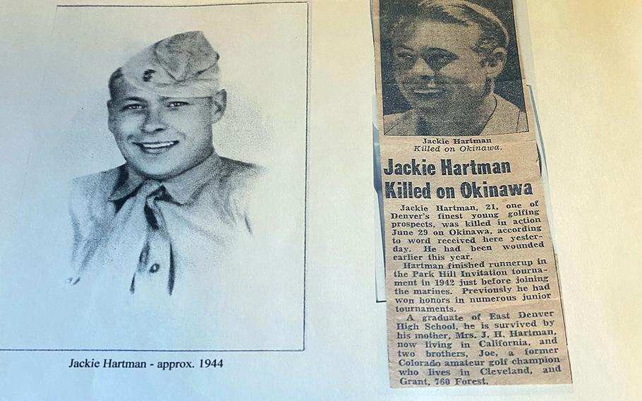 Marine Pvt. John Hartman was killed June 29, 1945, when he and a group of Marines were ambushed inside a cave in Itoman, Okinawa.