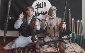 A screenshot of an ISIS-Khorasan video shows two fighters in September 2020. The Islamic State affiliate in Afghanistan is growing its numbers through recruitment amid economic instability in Afghanistan, a Pentagon watchdog agency report said May 2, 2024.
