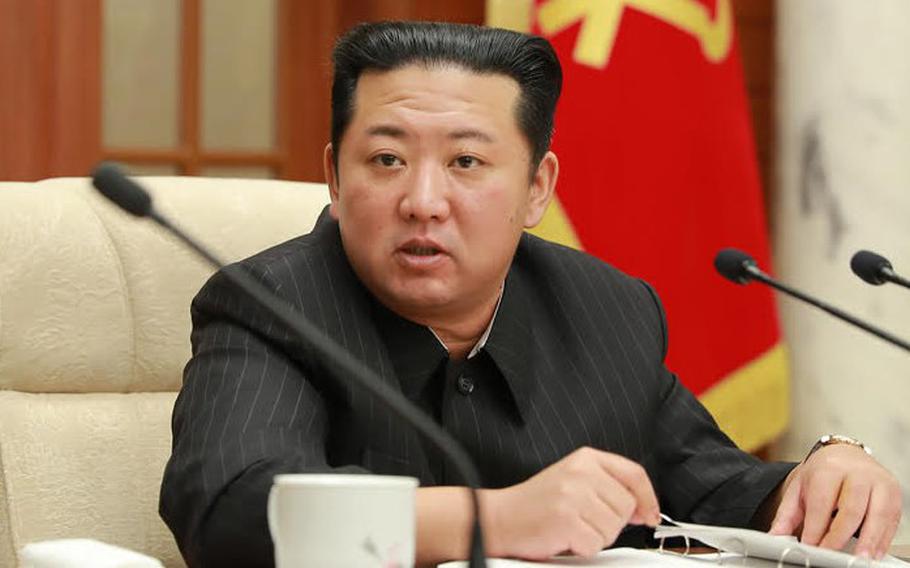 North Korean leader Kim Jong Un attends a Politburo meeting of the ruling Workers' Party in Pyongyang, Jan. 20, 2022. 