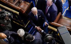 President Joe Biden after delivering his State of the Union address to a joint session of Congress on March 1, 2022. MUST CREDIT: Washington Post photo by Jabin Botsford