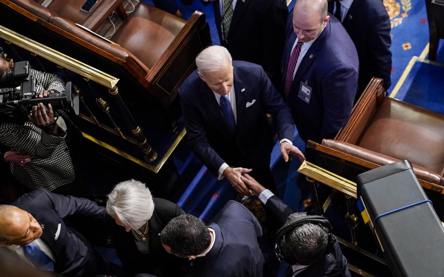 President Joe Biden after delivering his State of the Union address to a joint session of Congress on March 1, 2022. 