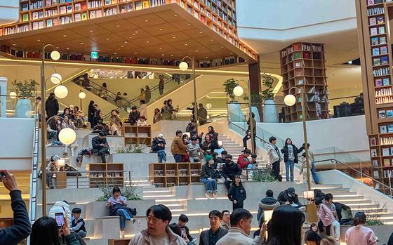 Shoppers check out the new Starfield mega mall in Suwon, South Korea, Feb. 13, 2024.