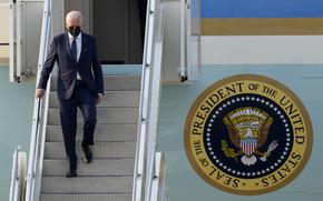 U.S. President Joe Biden, disembarks from Air Force One on his arrival at Osan Air Base in Pyeongtaek, South Korea, Friday, May 20, 2022.