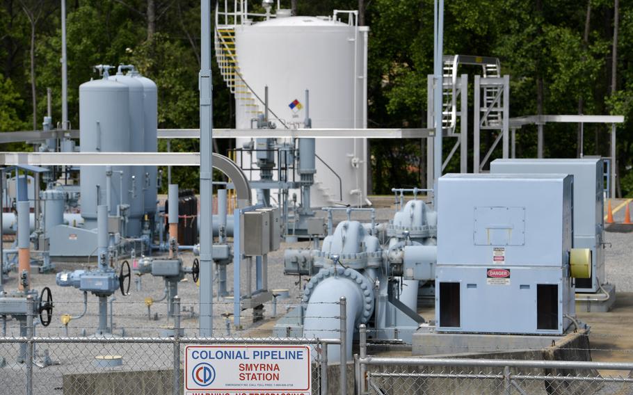 A Colonial Pipeline station is seen in Smyrna, Ga., near Atlanta, on May 11, 2021. The Department of Homeland Security has announced new requirements for U.S. pipeline operators to bolster cybersecurity following a May ransomware attack that disrupted gas delivery across the East Coast.
