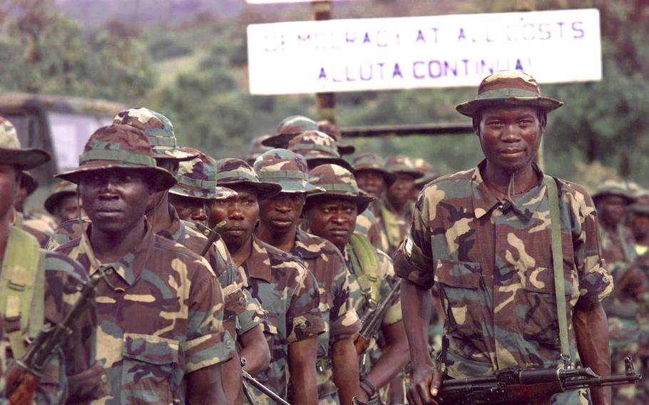 Many of the Ugandan soldiers at the Kabamba training camp are veterans of the country's on-going battles with rebels.