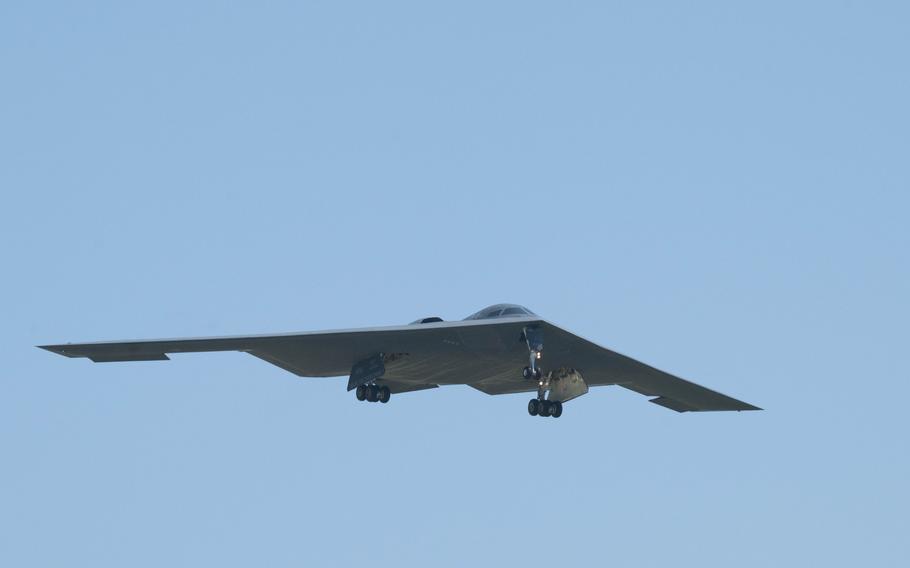 A U.S. Air Force B-2 Spirit photographed in the air.