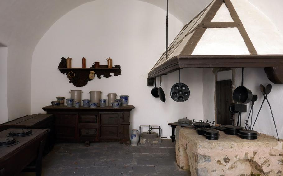 The summer kitchen at Buerresheim Castle, with its half-timbered oven. 