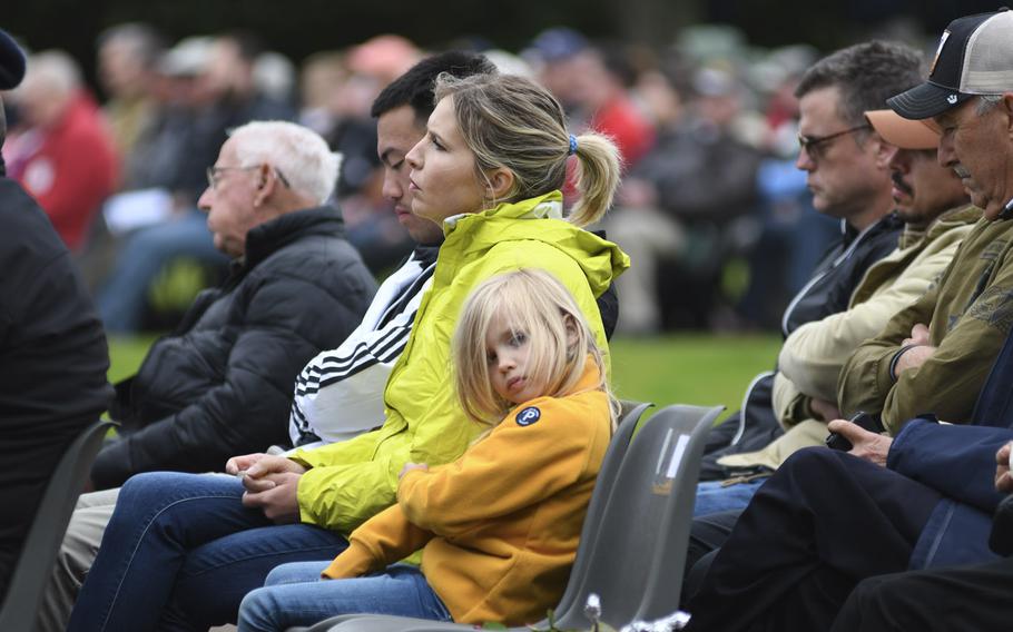 The crowd watches the D-Day anniversary ceremony at Normandy American Cemetery on Tuesday, June 6, 2023.