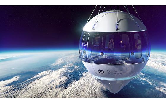 Rendering of the Space Perspective Spaceship Neptune balloon capsule with its updated design as of July 2022. (Space Perspective/TNS)