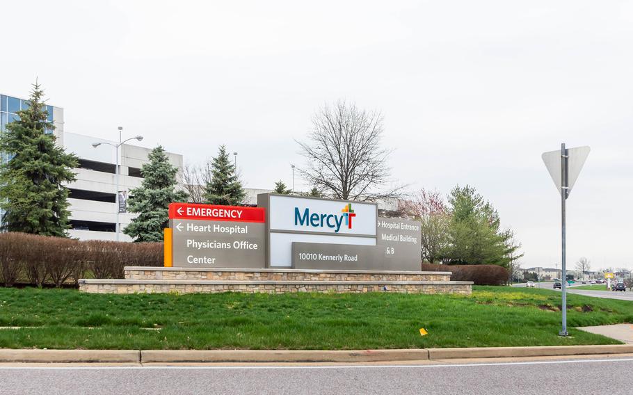 Entrance to Mercy Hospital in St. Louis on March 27, 2020. 