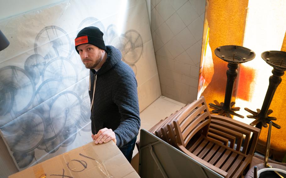 Andrew Markert, 39, is pictured in Newland, a soon to be opened restaurant in D.C. that is named after the street that he grew up on in Baltimore. 