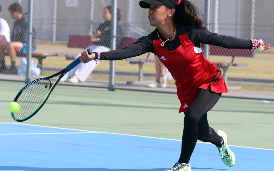 E.J. King's Miu Best won all three of her matches Friday to reach Saturday's girls singles final in the All-Japan DODEA Tennis Tournament against her twin sister Moa.