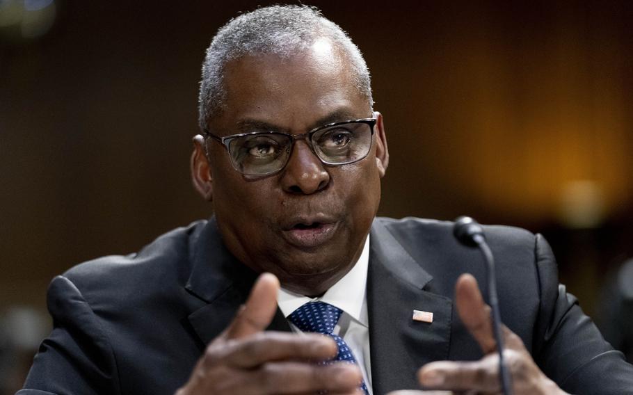 Defense Secretary Lloyd Austin speaks before a Senate Appropriations Committee hearing Tuesday, May 16, 2023, on Capitol Hill in Washington. 