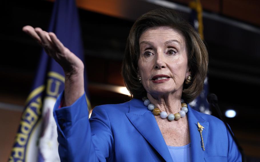 U.S. House Speaker Nancy Pelosi, D-Calif., speaks at her weekly news conference on Capitol Hill in Washington, D.C., on Tuesday, Oct. 12, 2021. 