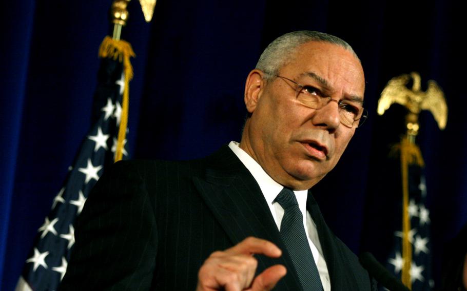 Gen. Colin L. Powell in 2009. Hanging over the accolades that poured in Monday for Powell, the trailblazing diplomat and soldier who served in the nation’s top national security positions, was his role is cementing the launch of the costly and calamitous U.S. war in Iraq.