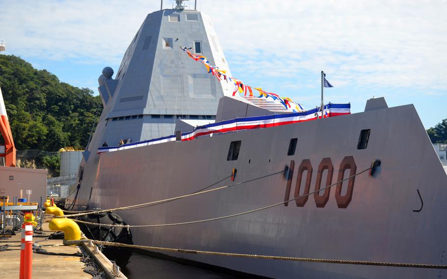 The USS Zumwalt, the lead ship of its class and one of the Navy's newest destroyers, arrived at Yokosuka Naval Base, Japan, Monday, Sept. 26, 2022. 