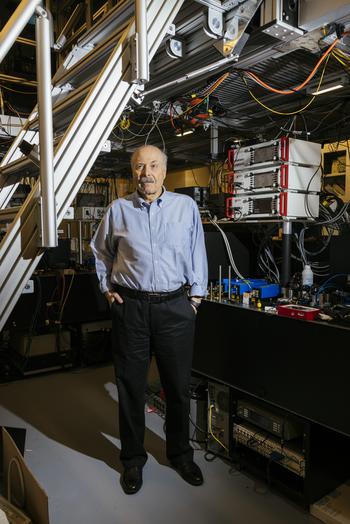 Professor David Awschalom, founding director of the Chicago Quantum Exchange, poses for a portrait in the quantum computing lab at University of Chicago's Eckhardt Research Center on Oct. 4, 2022. 