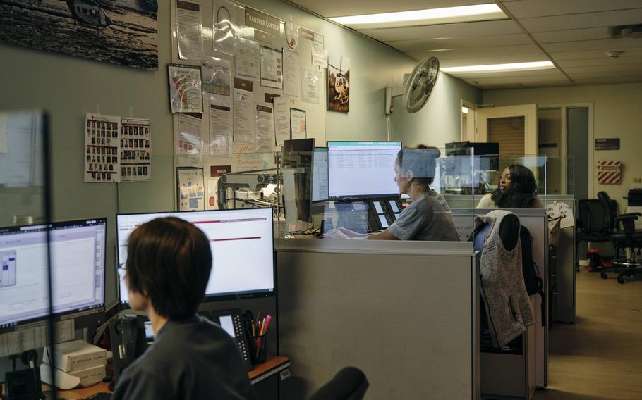 Stanford Health Care staff coordinate patient transfers on Saturday.