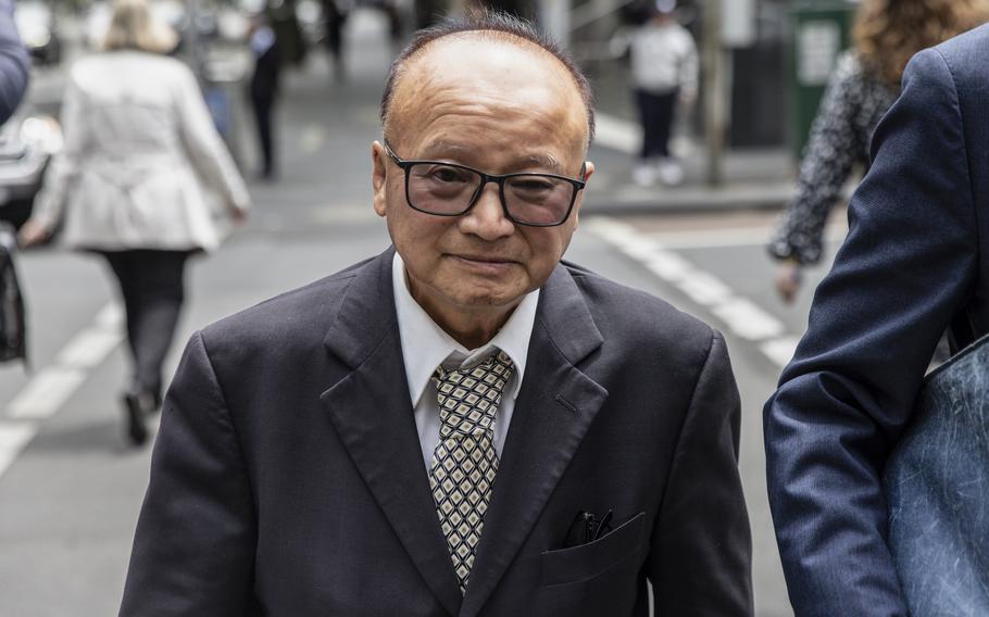 Former Liberal Party candidate Di Sanh Duong departs from the County Court of Victoria in Melbourne, Australia, Thursday, Nov. 16, 2023. Lawyers for the first person to be charged under Australia’s foreign interference laws have told a court on Friday that a hospital donation made through a federal government minister was not a covert attempt to curry favor on behalf of the Chinese Communist Party. 