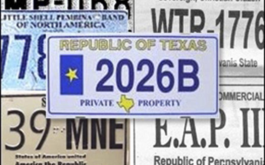 Experts on extremist movements say sovereign citizens like to create “fake things” like their own courts and police agencies and even these license plates. The FBI says these are some examples of illegal license plates used by so-called sovereign citizens. 