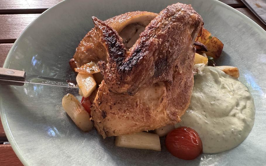 A quarter baked chicken at  a Mainz restaurant