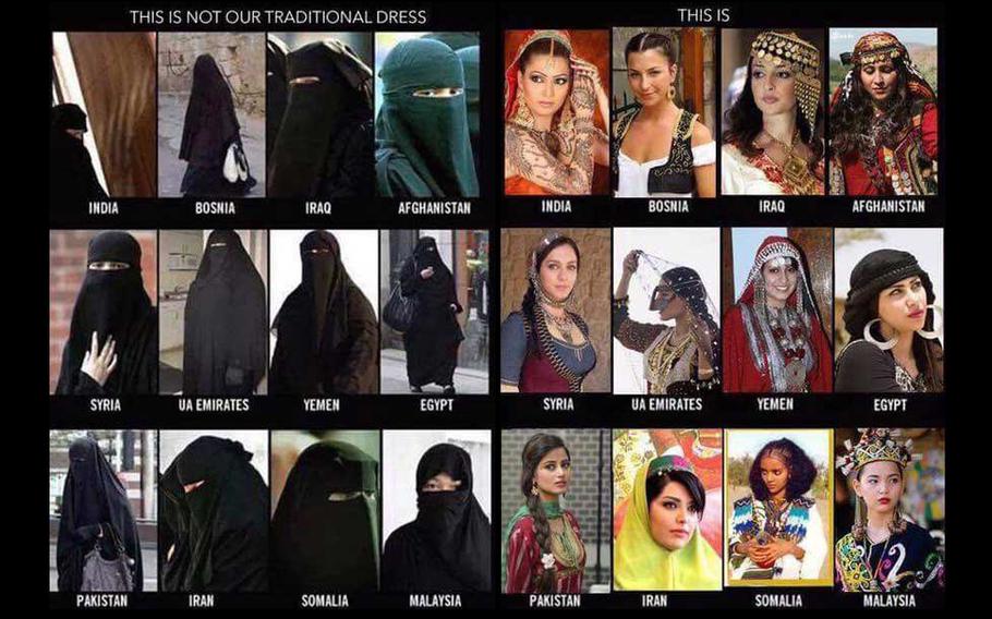 The burqa and niqab are not traditional dress, according to a Sept. 14, 2021, Twitter post by user Natasha Fatah.