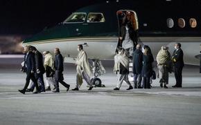 Representatives of the Taliban arrive in Gardermoen, Norway, Saturday, Jan. 22, 2022. from Afghanistan.