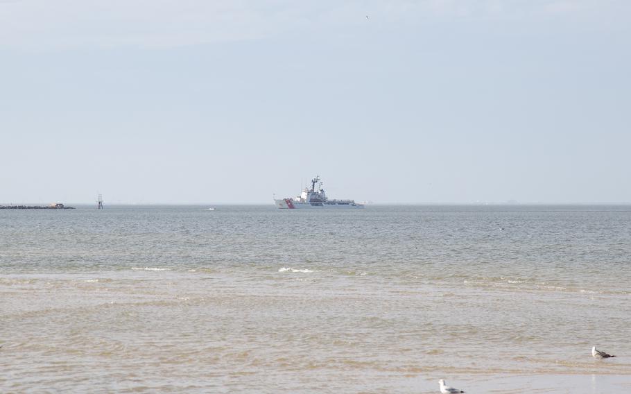 U.S. Coast Guard Cutter Dependable (WMEC 626) and crew transit toward the pier, Feb. 10, 2024, in Virginia Beach, Va. Dependable returned home following a two-month maritime safety and security patrol in the Florida Straits and Windward Passage. 