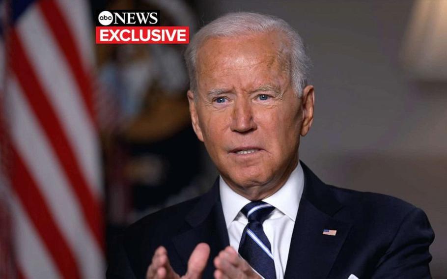 President Joe Biden said in an interview with ABC News Wednesday that the U.S. military may stay in Afghanistan beyond the Aug. 31 withdrawal deadline to ensure every American citizen is able to leave the country.