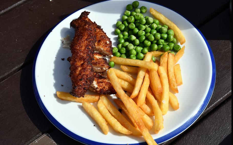 The children’s menu chicken tenders await at the Boardwalk Cafe Bar on the Felixstowe Pier in Felixstowe, England.