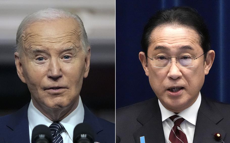 President Joe Biden, left, and Japan Prime Minister Fumio Kishida, who is making an official visit to the United States this week.