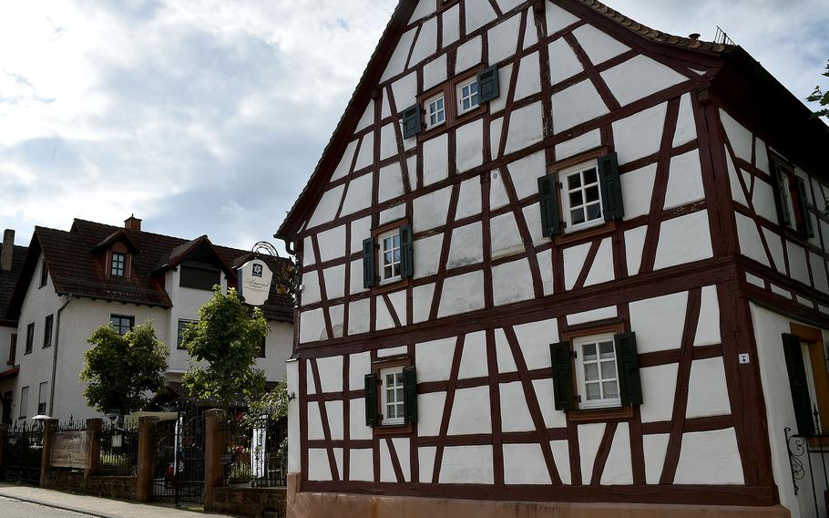 A half-timbered Baroque house in Otterbach is home to a German restaurant. 