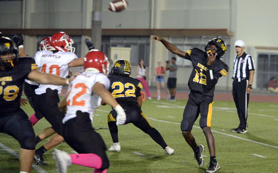 Kadena quarterback DeShaun Nixon threw for a touchdown and rushed for another.