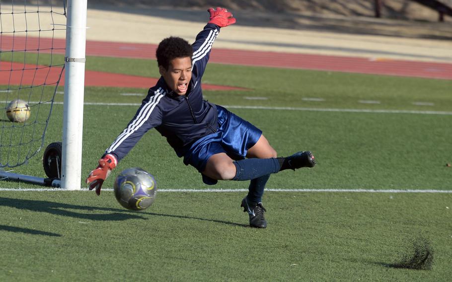 Senior Marques Cuffie returns to man the net for Zama's boys soccer team.