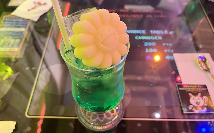 A melon soda float from Coffee Zingaro at Nakano Broadway in Tokyo.