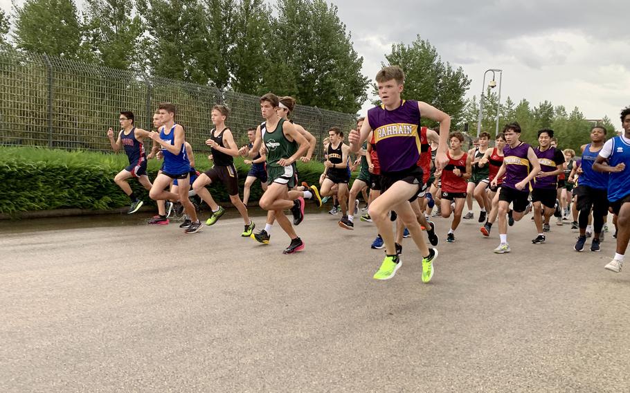 Strong thunderstorms in the Naples, Italy, area delayed the start of the cross country race by four hours Saturday. When the race finished, Aviano's Adin Evans edged Naples' Hudson Selph for the second straight week.