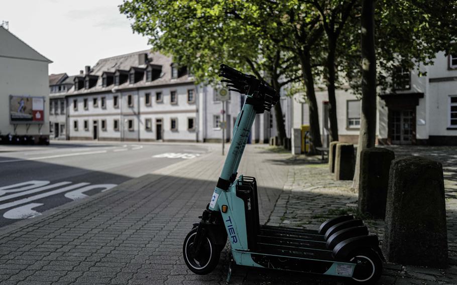 E-scooters, such as these rental units, have become a common sight in urban areas around the globe. In Germany, e-scooter operators have to update their insurance coverage every year and update their registration sticker to avoid facing fines.