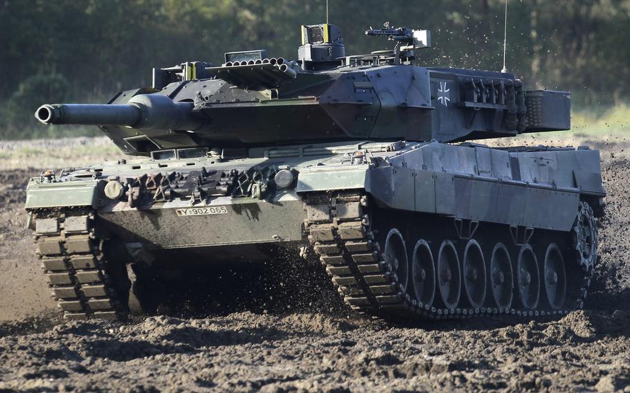 A Leopard 2 tank is pictured during a demonstration event held for the media by the German Bundeswehr in Munster near Hannover, Germany, Sept. 28, 2011. 