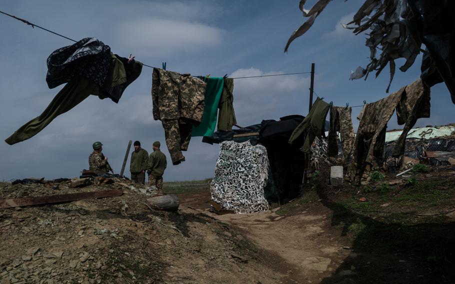 Forward Ukrainian army positions in the eastern part of the front line in Donetsk oblast, Ukraine, on April 16.