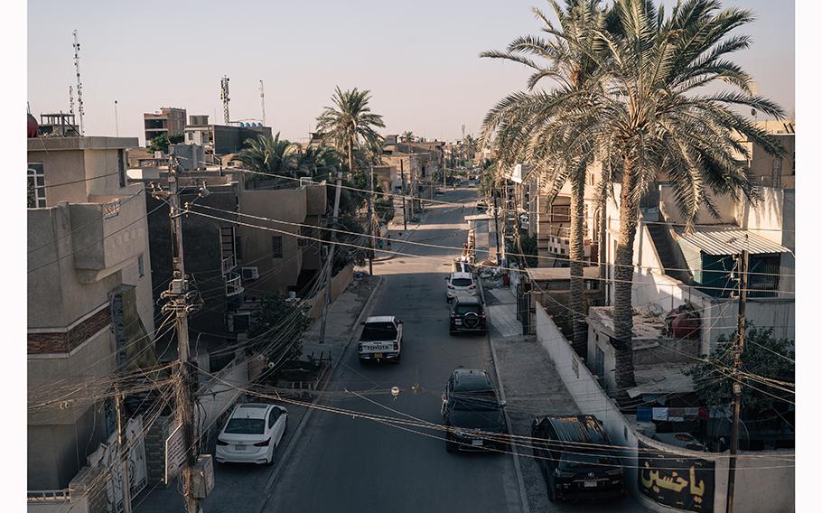 A residential street in the Mansour district of Baghdad. Formerly spacious land plots are now divided in half as the city grows and the cost of real estate increases exponentially. 