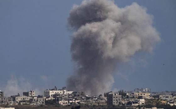 Smoke rises over Gaza following an Israeli bombardment on May 13, 2024.