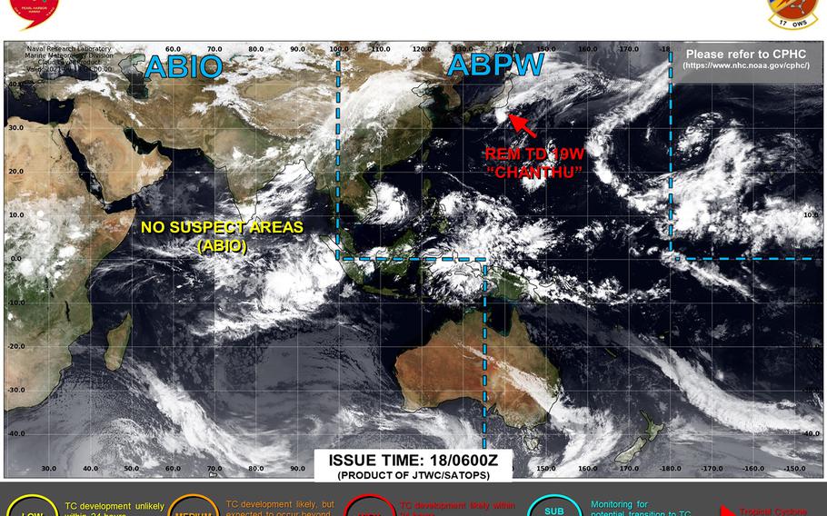 Chanthu forecast to die out southeast of Tokyo, brings to an end what at one time was the strongest tropical system in the world this year.