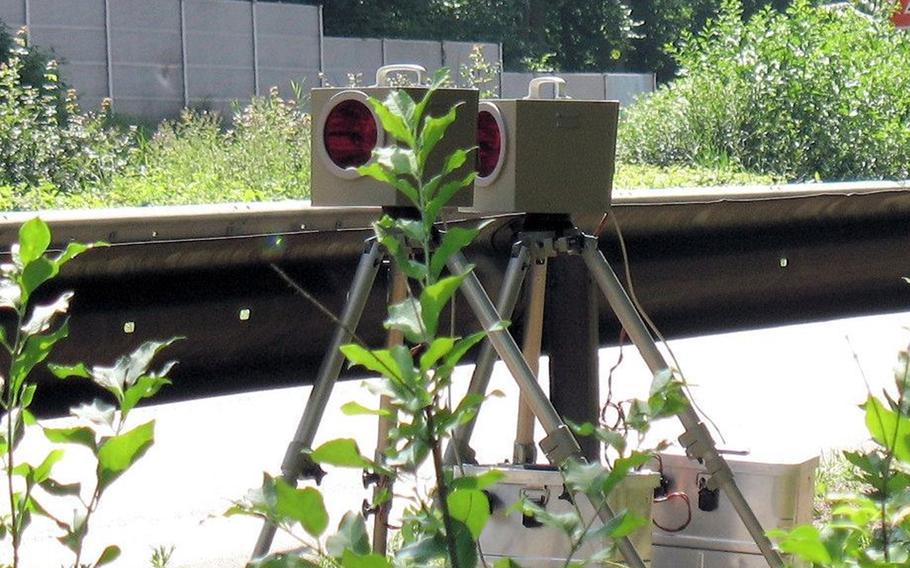 Radar speed cameras monitor road traffic.