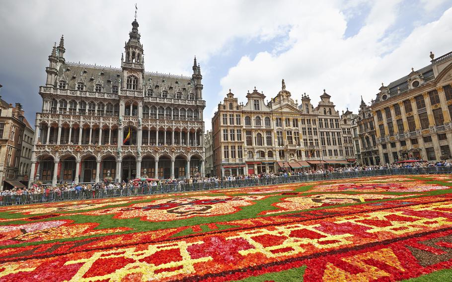 Every other year, the Grand Palace courtyard in Brussels, Belgium, “grows” a flower carpet. This year’s display is visible the weekend of Aug. 12-15.