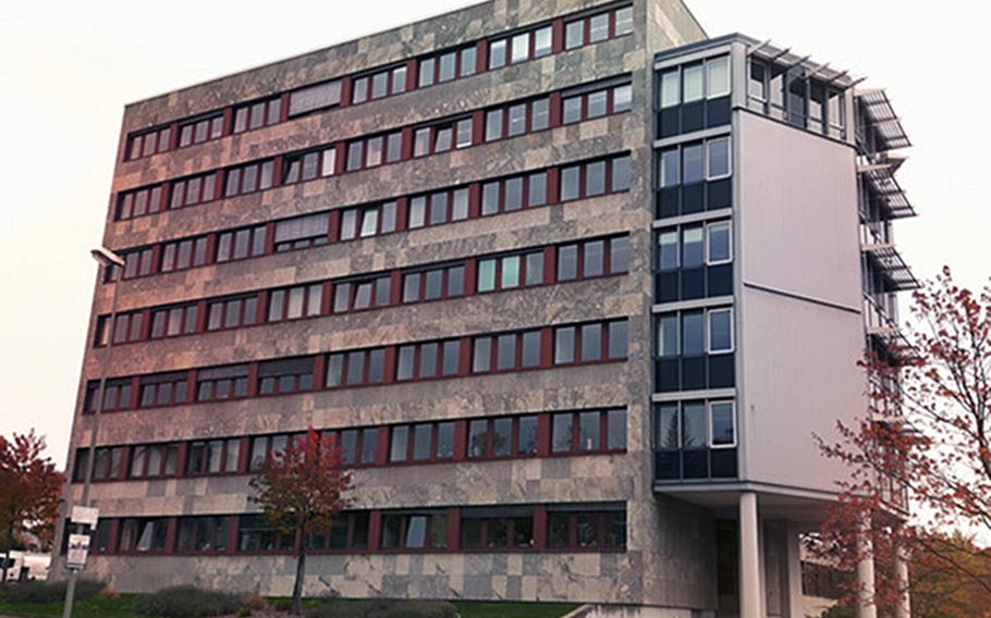 The financial court building in Neustadt, Germany. It is where Rheinland-Pfalz income tax dispute cases are litigated, including those involving American citizens working in Germany under the NATO Status of Forces Agreement. One Ramstein military civilian was charged about $300,000 in penalties on his U.S. paycheck, a practice the State Department says misinterprets SOFA. 