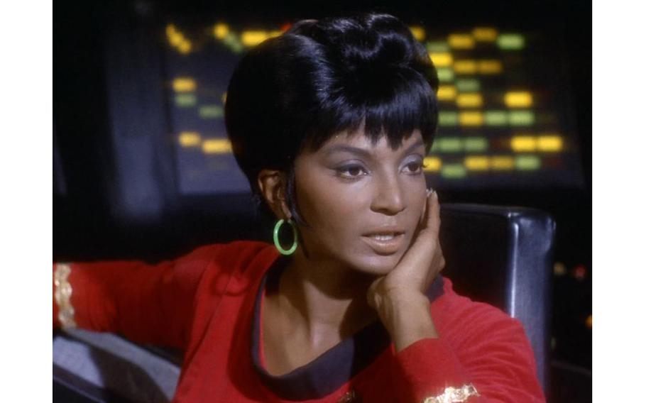 Nichelle Nichols as Lt. Uhura in the original “Star Trek” franchise. Nichols helped break ground on TV by showing a Black woman in a position of authority. She died July 30 at 89.