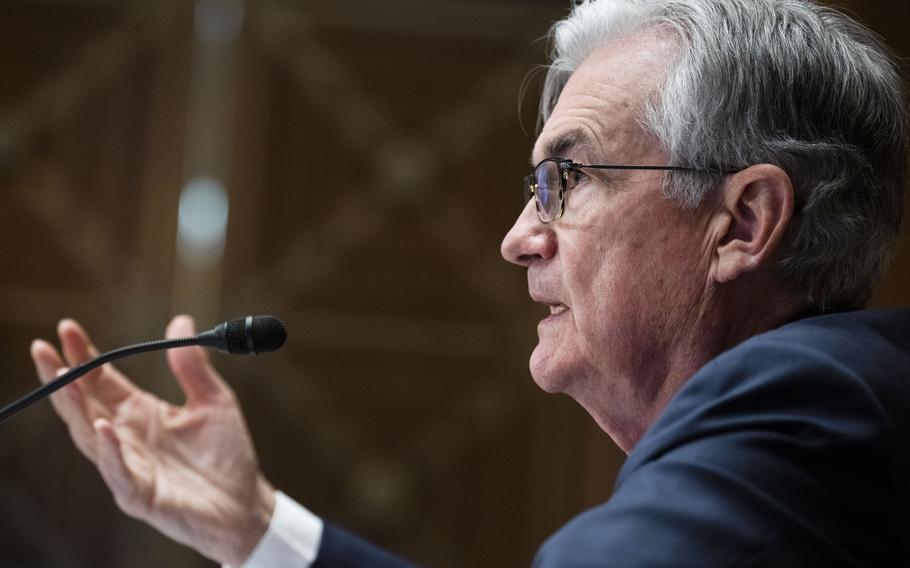 Federal Reserve Chairman Jerome Powell testifies before the Senate Banking Committee hearing, Thursday, March 3, 2022 on Capitol Hill in Washington.