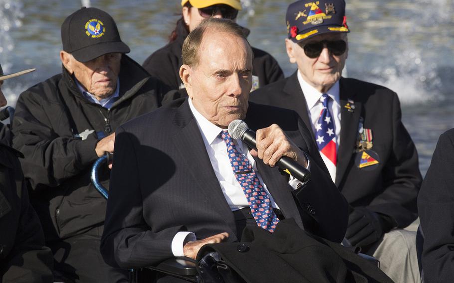 Former Sen. Bob Dole, R-Kan., at a Veterans Day ceremony at the National World War II Memorial in Washington, D.C., in 2016.