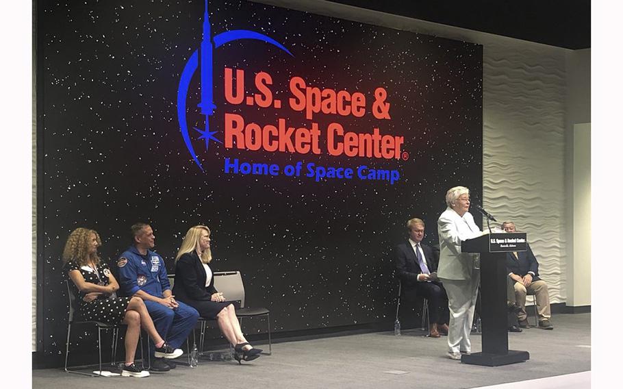 Gov. Kay Ivey almost shouted from the podium “Alabama is the only choice for Space Command headquarters” at the U.S. Space & Rocket Center on May 19, 2023. 